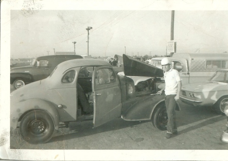 Jay and hot rod,"Chevroldsmolac" 1964, Lion's Drag Strip.