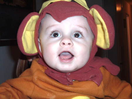 Tyson on Halloween. Our little monkey