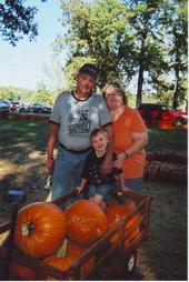 Last fall at the pumpkin patch, with my grandson, Allen