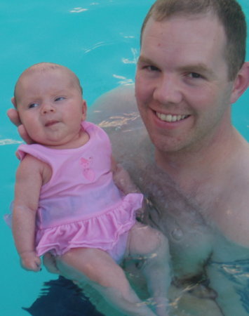 Brenna's first swim