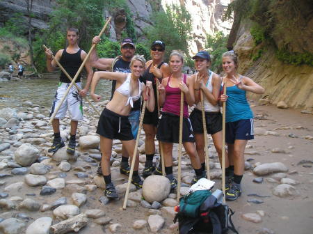 Hiking the Narrows of Zion.