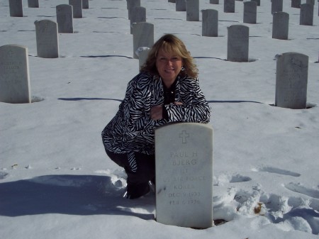 Mary at Daddy's grave..