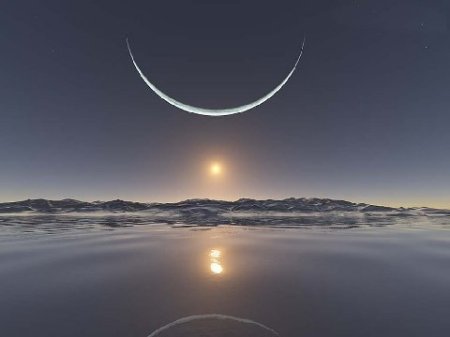 sunrise, moonset