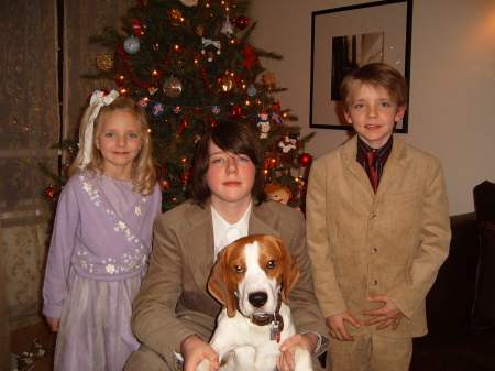 my children Alex, Isarr and Klara (dog-Elvis)