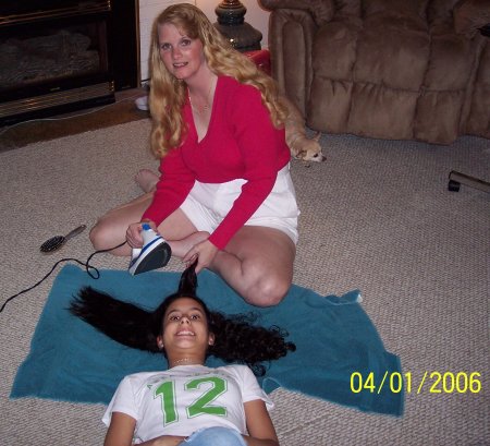 Me ironing Joleen's hair LOL 2006