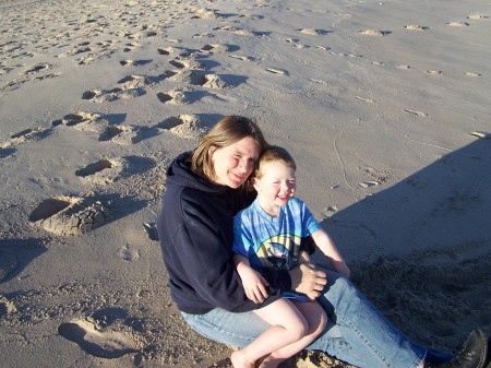 ME AND MY SON, OWEN ON THE BEACH IN MONTUAK...