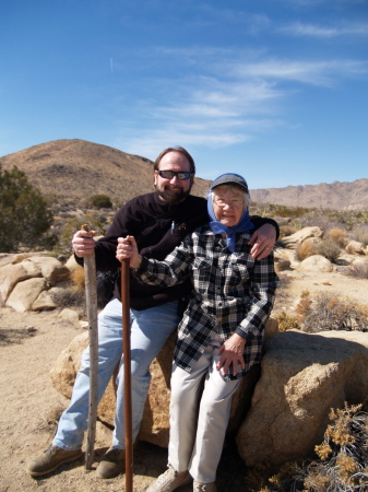 Mom & I hiking in the Mojave Desert