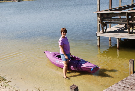 Hopping in my kayak from my backyard!