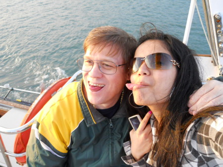 A friend and I the San Francisco Bay Cruise having some fun.