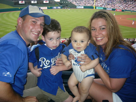 wife and kids at the royals game