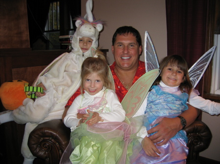Kyle and the girls at Halloween
