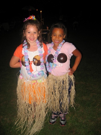 my daughter and her friend at our Labor Day Luau 2005