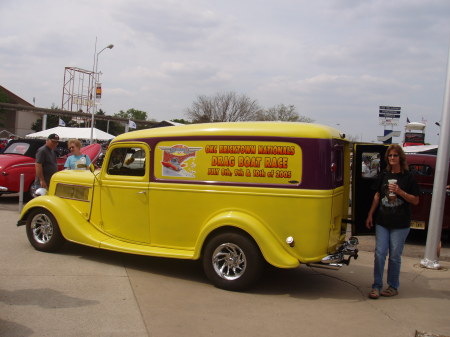 wife at the car show