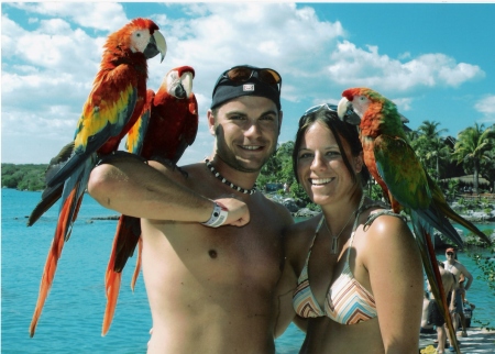 Rod & Tarra with Parrots