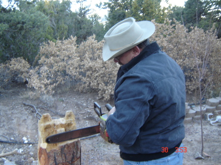 Carving bears in the back yard