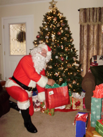 Santa leaving gifts