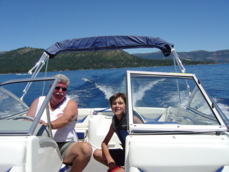 Grandpa and Grandson out on Lake Tahoe