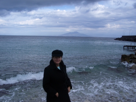 Isle of Capri with Mt. Vesuvio in background