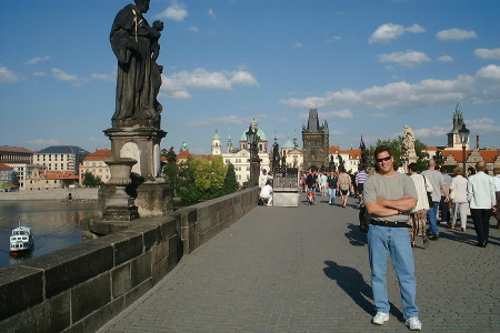 Standing on The Charles Bridge - Prague Czech Republic in 2000