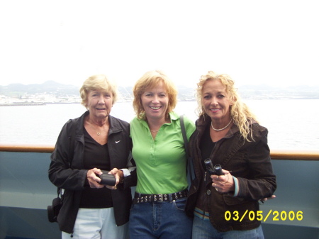 Mom, my sister Darlene and I on Trans-Atlantic cruise