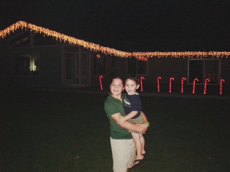 Anuhea and Kahua in front of our new house in Hilo