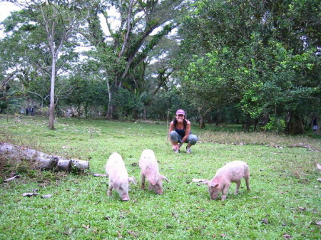 Chasing baby pigs in Nicaragua
