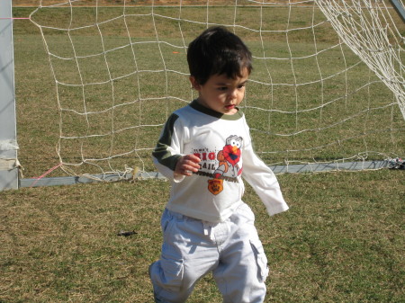 My son Alessandro learning how to play soccer in Milan, Italy