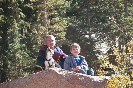 My husband and son on a day trip to the mountains