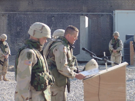 Giving A Prayer at Transfer of Authority Ceremony, April 2004