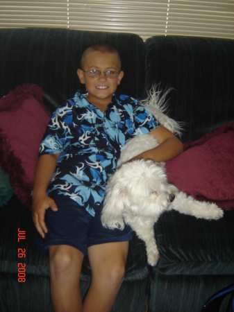Grandson JJ and our dog  Buddy