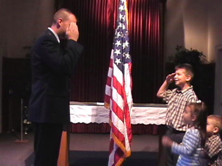 Daddy's first salute.