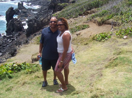 Me and hubby at Black Rock (St. Kitts)