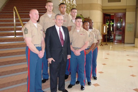 Santiago Marines with Rumsfeld