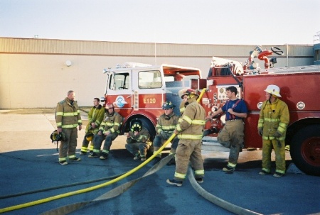 Hanging by the engine.