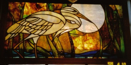 stained glass heron