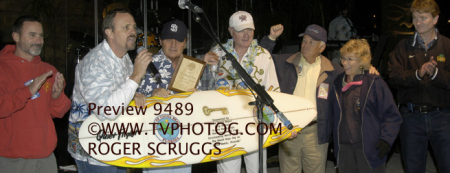 Presenting Beach Boys  surf board key to city