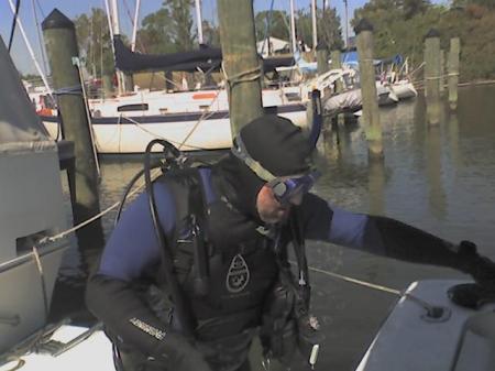 Guess who?  Scrapin' barnacles in Rock Creek.