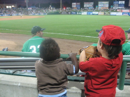 The boys at first Blueclaws game