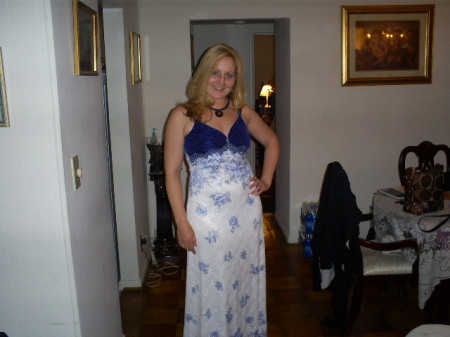 Me trying on my friend's dress, Oct 2008