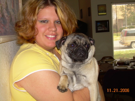 My daughter and her Pug dog Honey