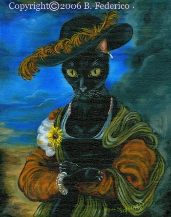 Oil painting - "Le Chapeau de Paille pour le Chat"