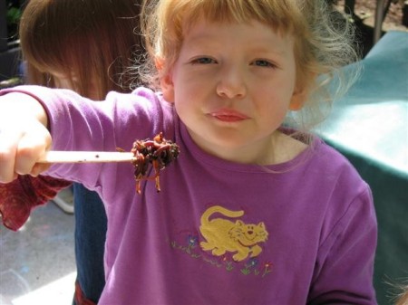 Fiona and the worm bin