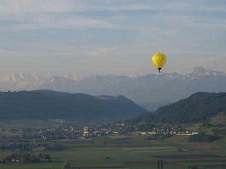Hot air ballooning over Switzerland