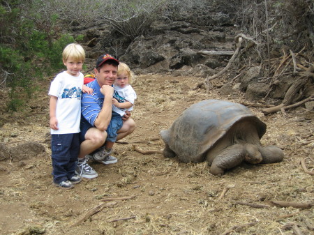 My husband, Art, and sons on the Galapagos Islands.