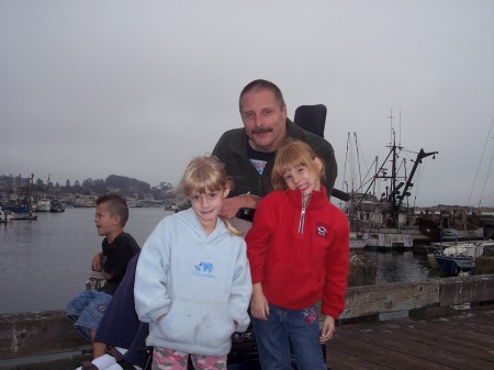 Dad and his girls in Morro Bay