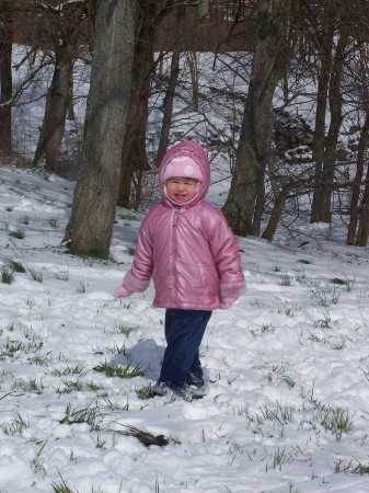 Linnea's first big snow