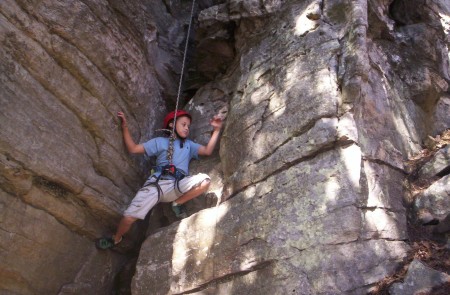 My son, Jake, the rock climber at Pilot Mtn. North Carolina