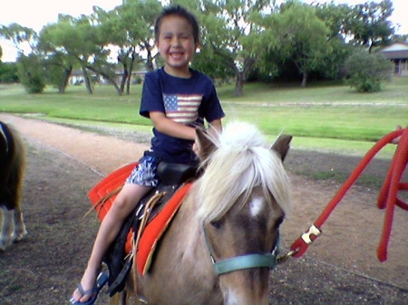 Dominic on a pony