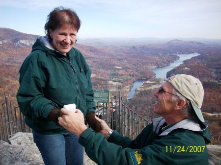 Dick proposing marriage to me on chimney rock