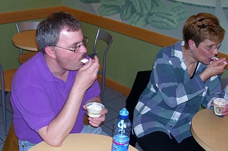 Doug and Mom enjoy the ice cream!